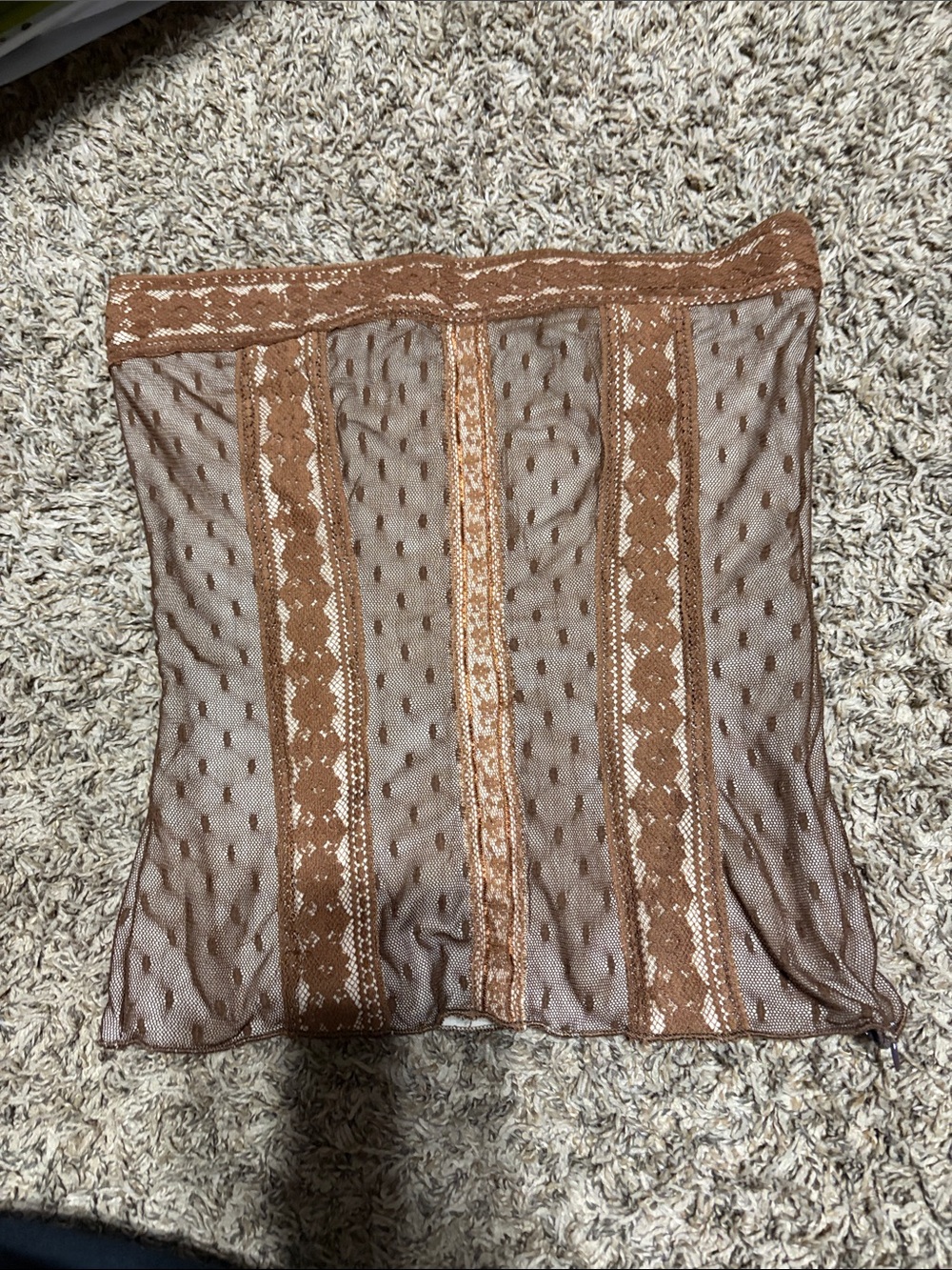 Heart Soul Brown Sheer Mesh Strapless Crop Top